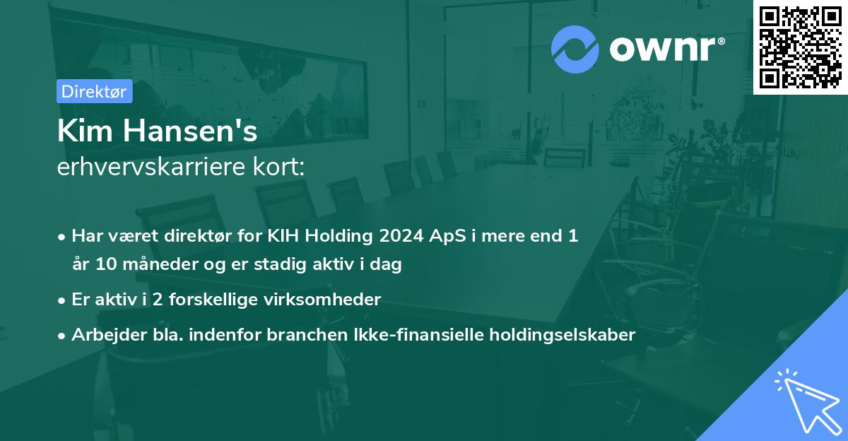 Kim Hansen's erhvervskarriere kort