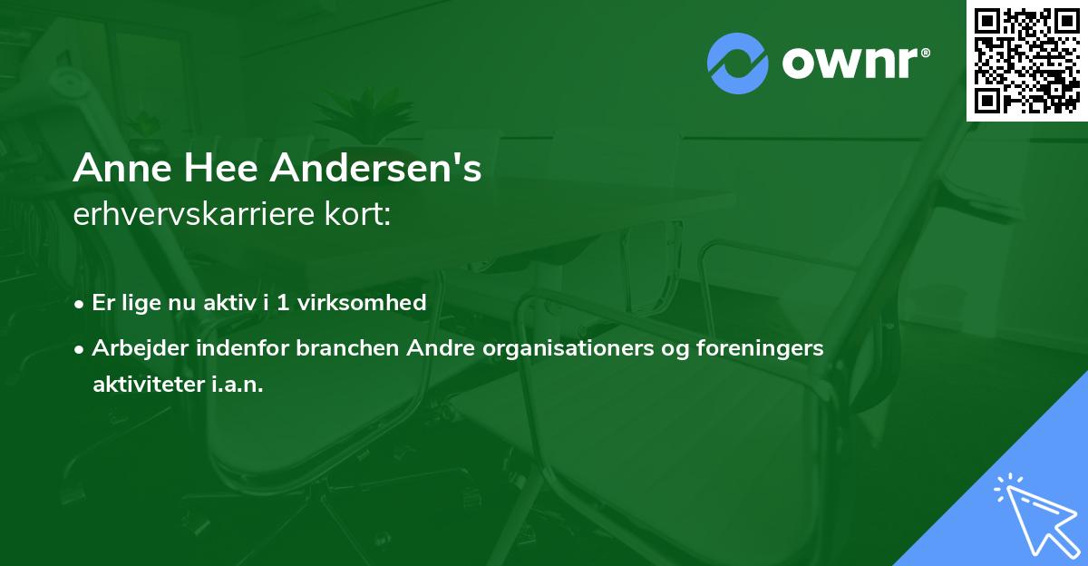 Anne Hee Andersen's erhvervskarriere kort