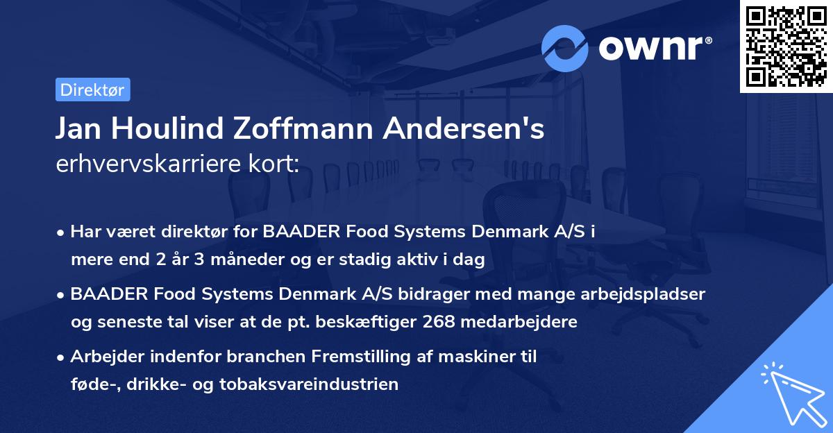Jan Houlind Zoffmann Andersen's erhvervskarriere kort