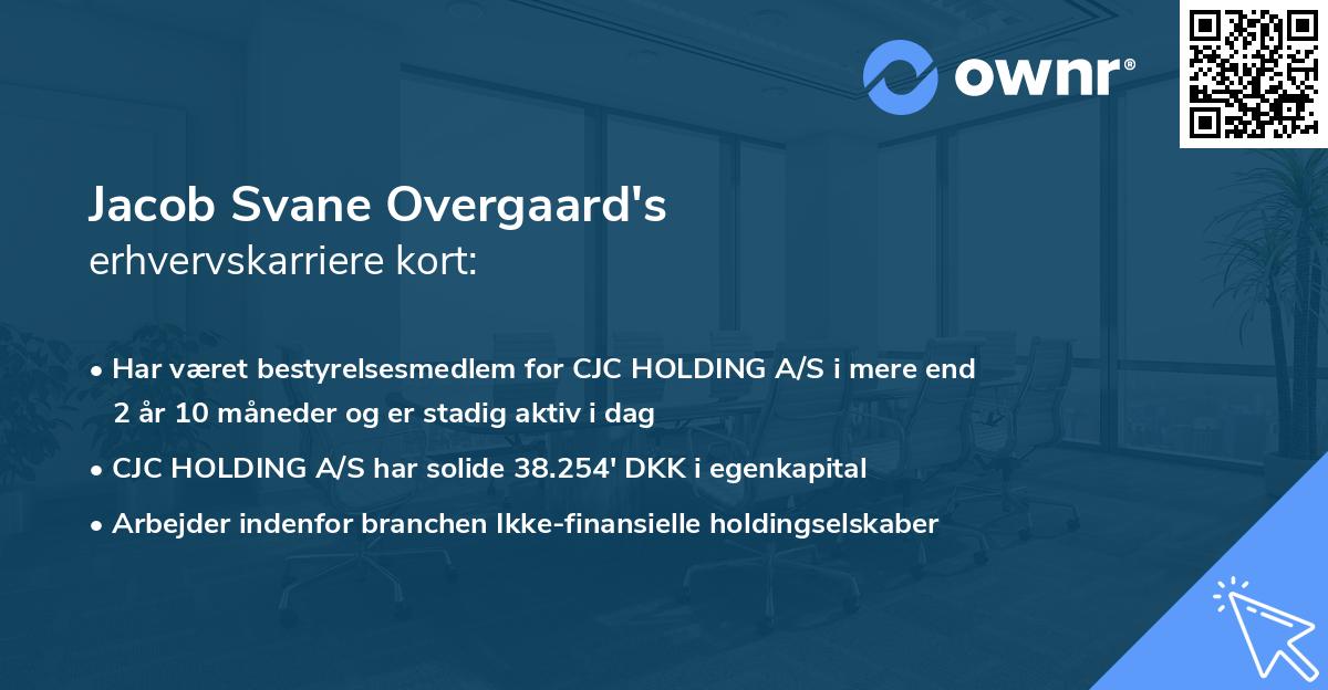 Jacob Svane Overgaard's erhvervskarriere kort