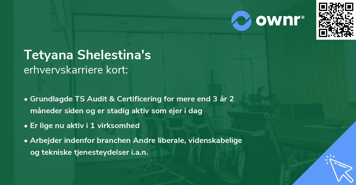 Tetyana Shelestina's erhvervskarriere kort