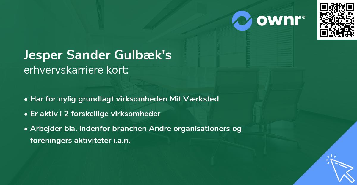 Jesper Sander Gulbæk's erhvervskarriere kort