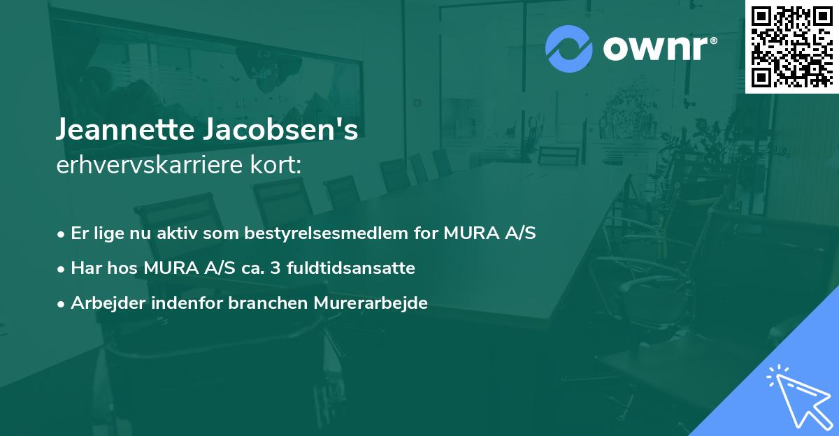 Jeannette Jacobsen's erhvervskarriere kort