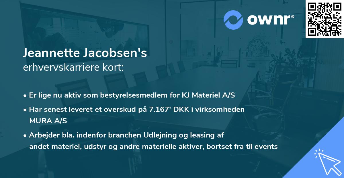 Jeannette Jacobsen's erhvervskarriere kort
