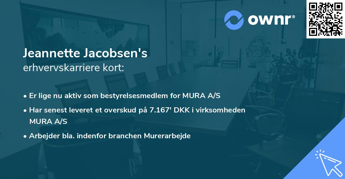 Jeannette Jacobsen's erhvervskarriere kort