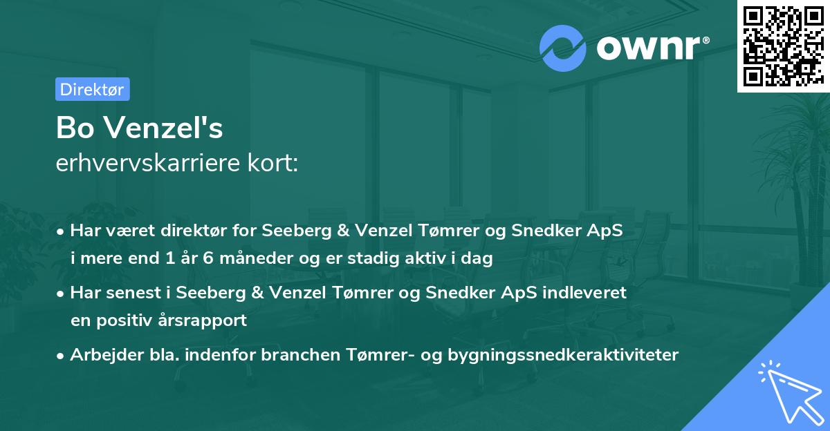 Bo Venzel's erhvervskarriere kort