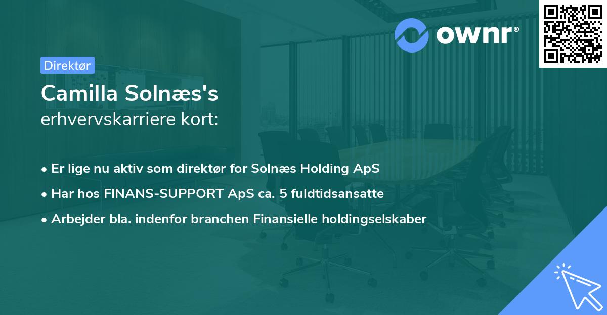 Camilla Solnæs's erhvervskarriere kort