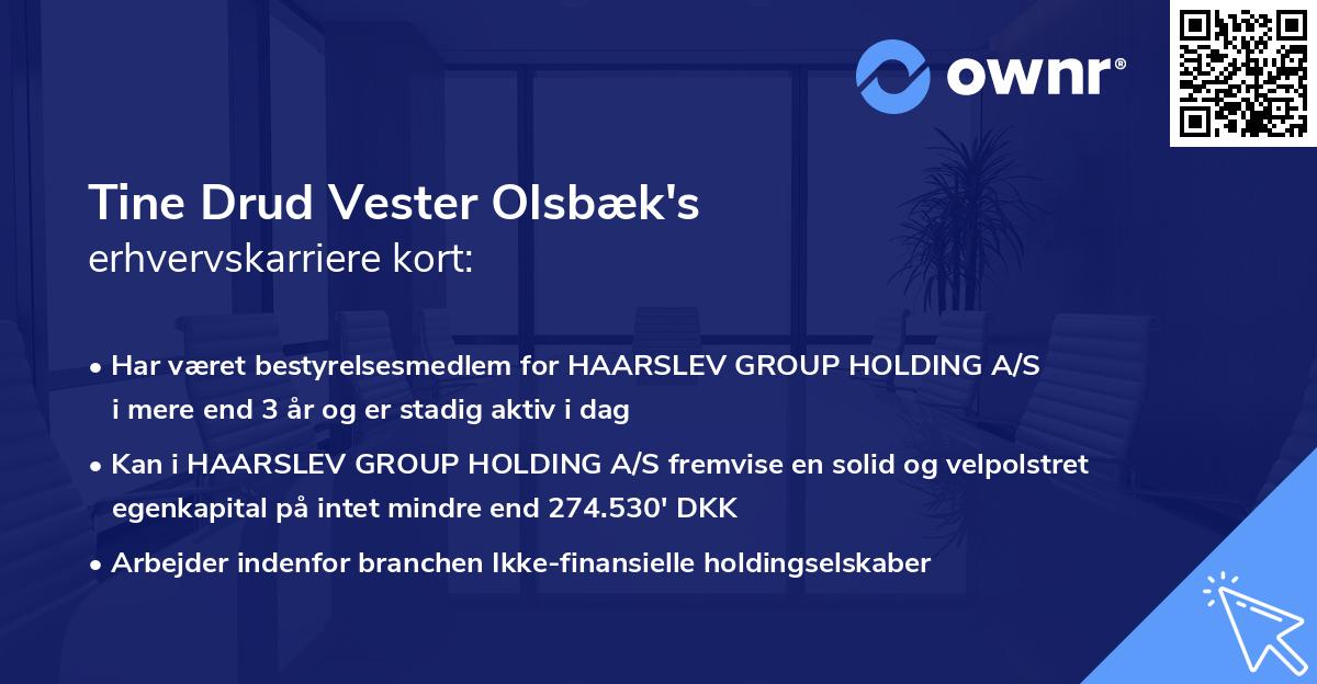 Tine Drud Vester Olsbæk's erhvervskarriere kort