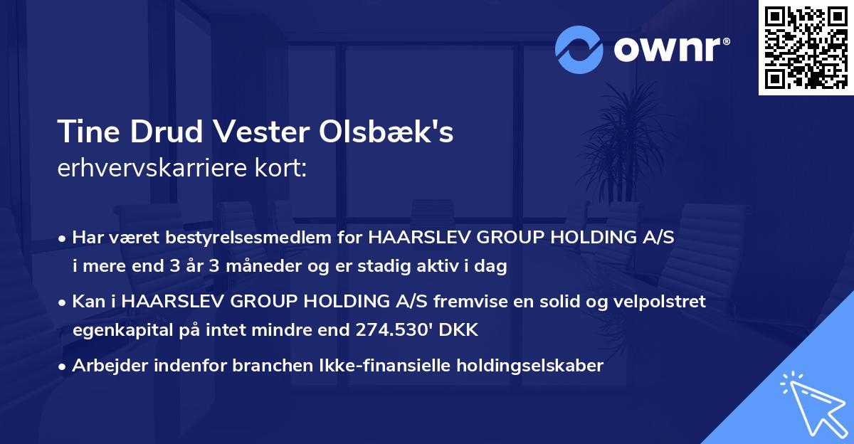 Tine Drud Vester Olsbæk's erhvervskarriere kort