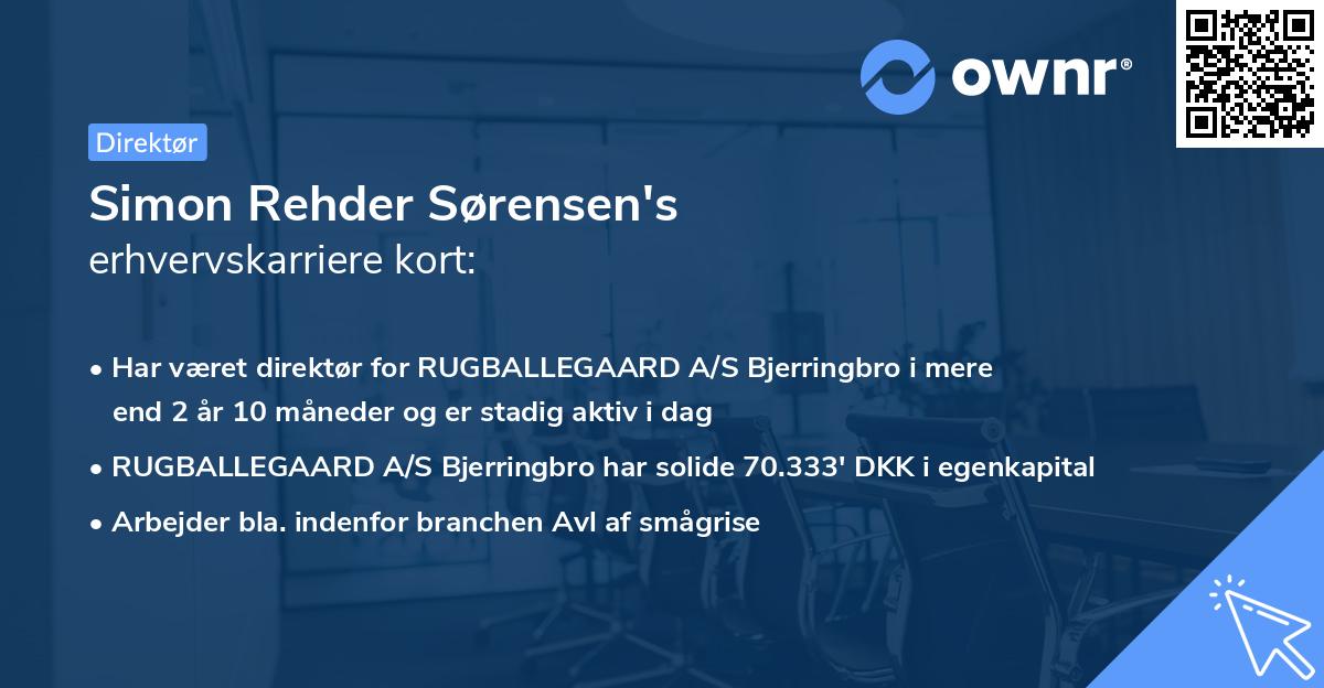 Simon Rehder Sørensen's erhvervskarriere kort