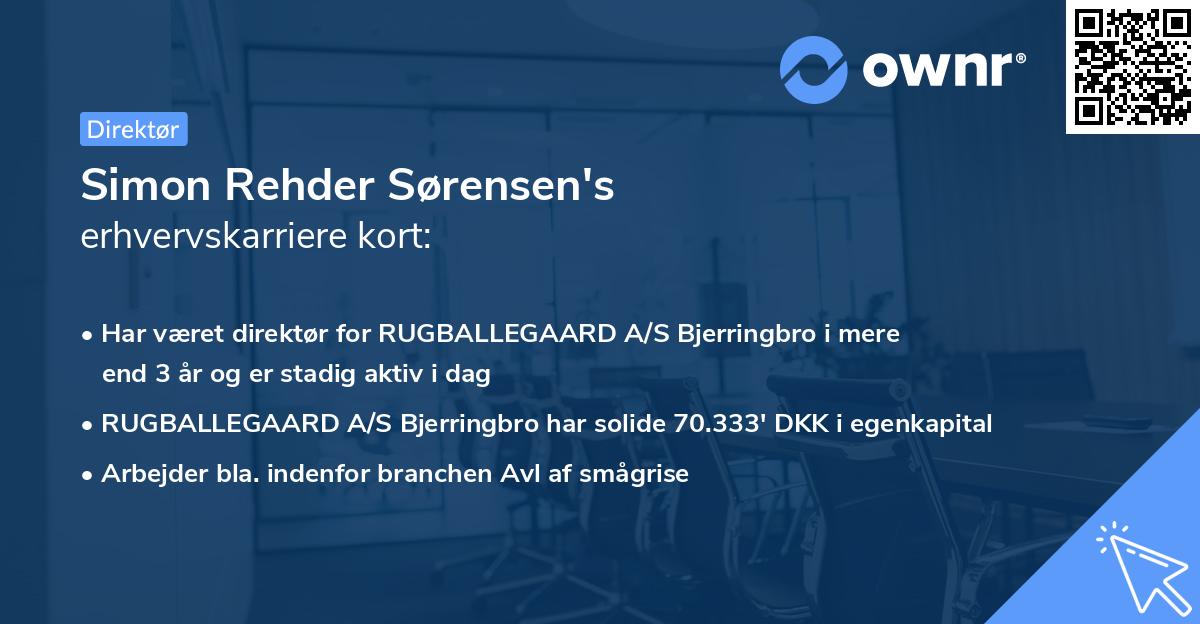 Simon Rehder Sørensen's erhvervskarriere kort