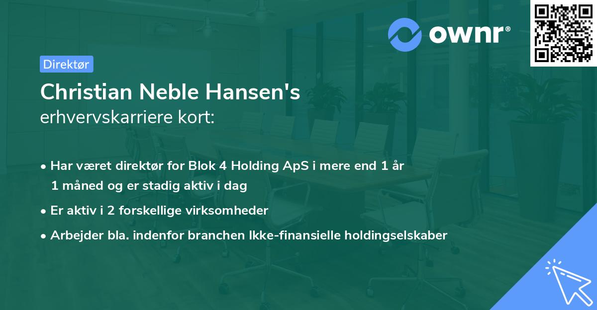 Christian Neble Hansen's erhvervskarriere kort