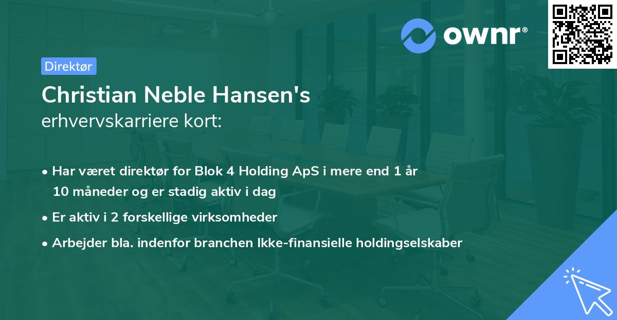 Christian Neble Hansen's erhvervskarriere kort