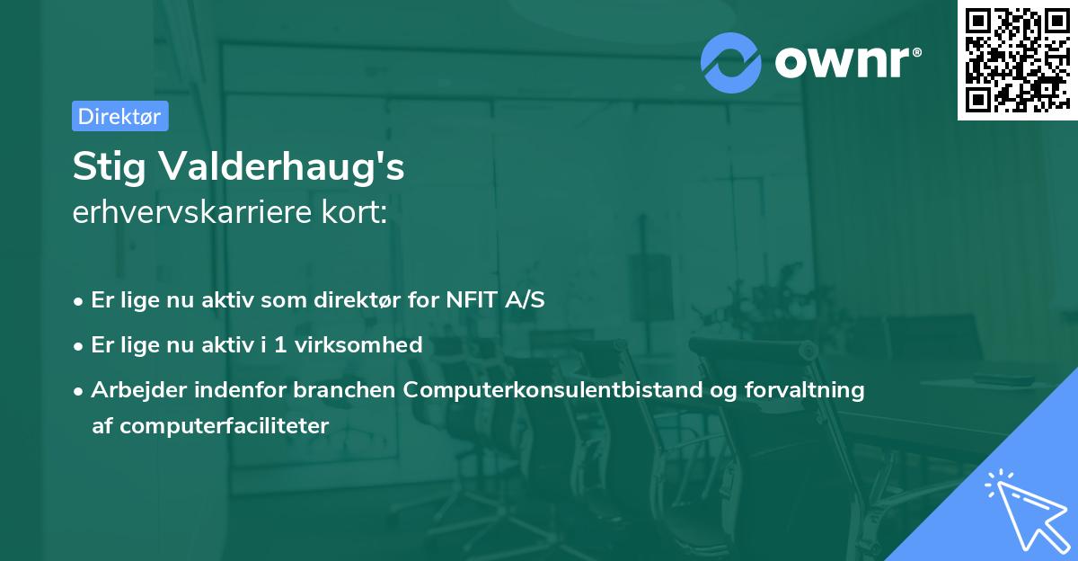 Stig Valderhaug's erhvervskarriere kort