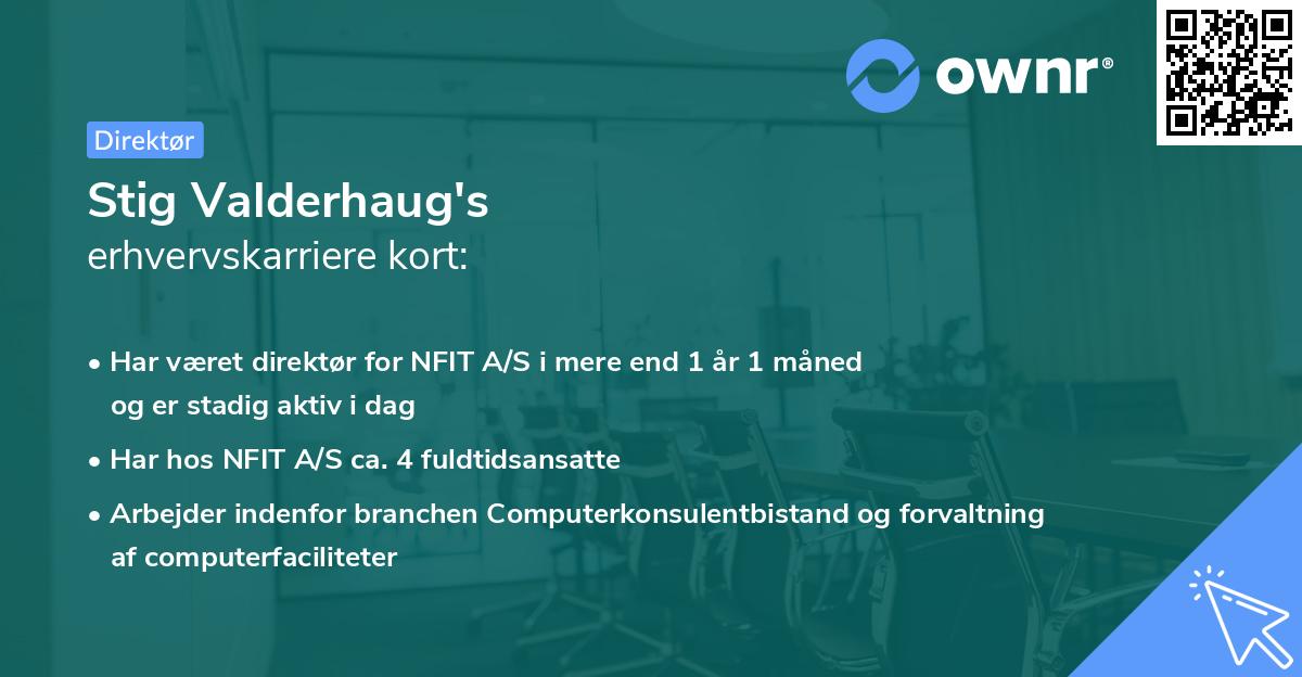 Stig Valderhaug's erhvervskarriere kort