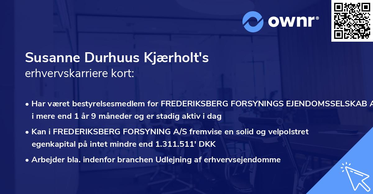 Susanne Durhuus Kjærholt's erhvervskarriere kort