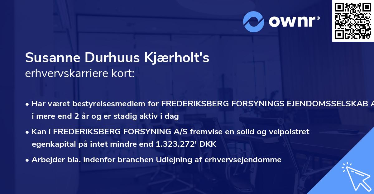 Susanne Durhuus Kjærholt's erhvervskarriere kort