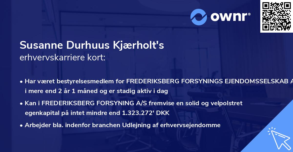 Susanne Durhuus Kjærholt's erhvervskarriere kort
