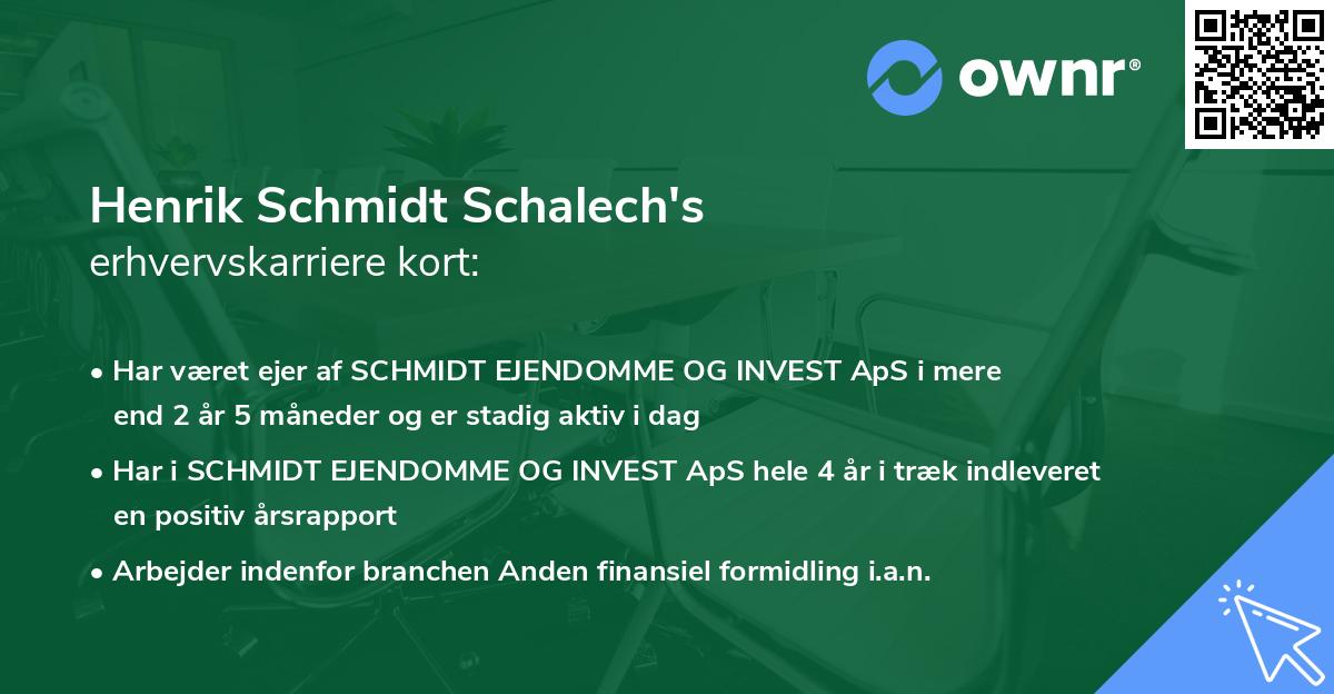 Henrik Schmidt Schalech's erhvervskarriere kort
