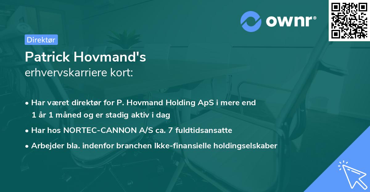 Patrick Hovmand's erhvervskarriere kort