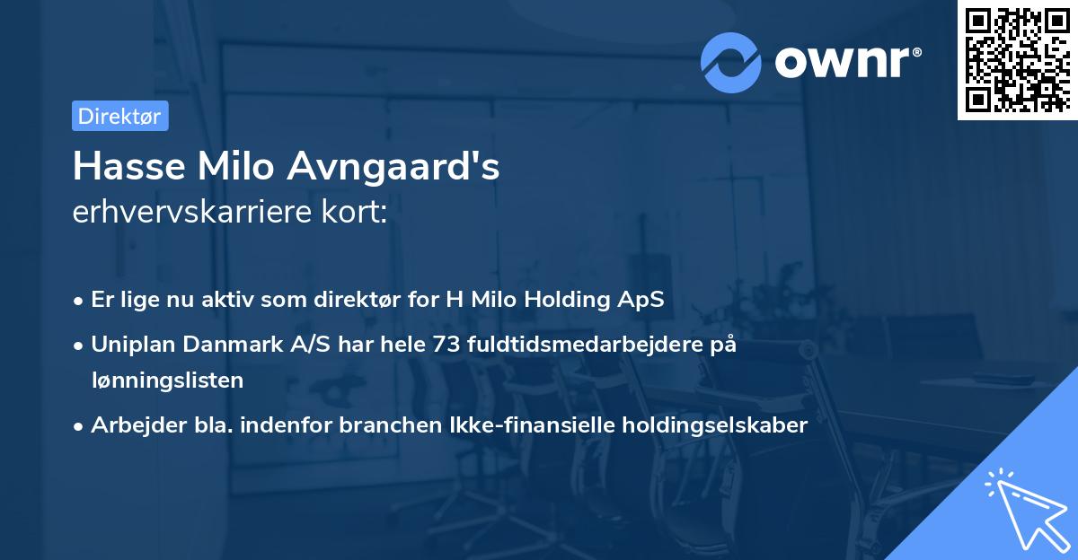 Hasse Milo Avngaard's erhvervskarriere kort