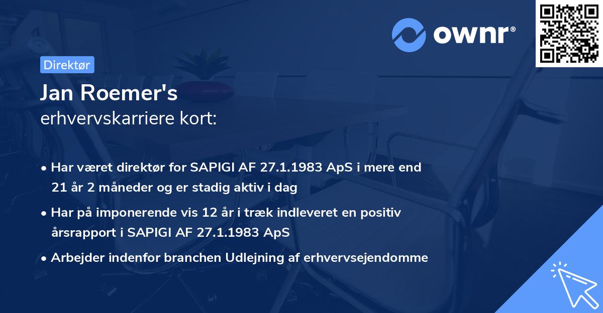 Jan Roemer's erhvervskarriere kort