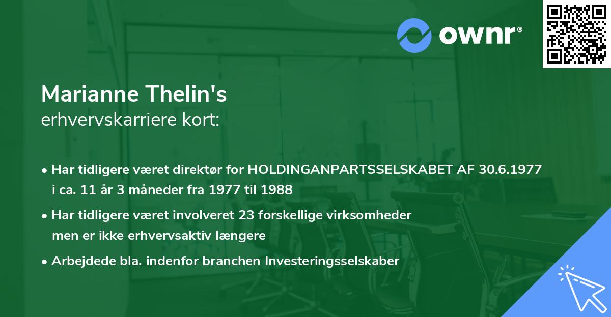 Marianne Thelin's erhvervskarriere kort