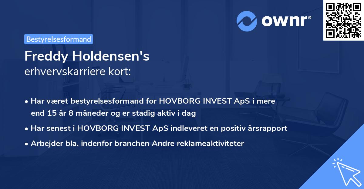 Freddy Holdensen's erhvervskarriere kort