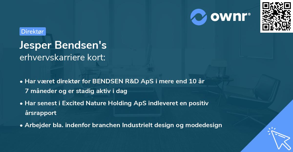 Jesper Bendsen's erhvervskarriere kort