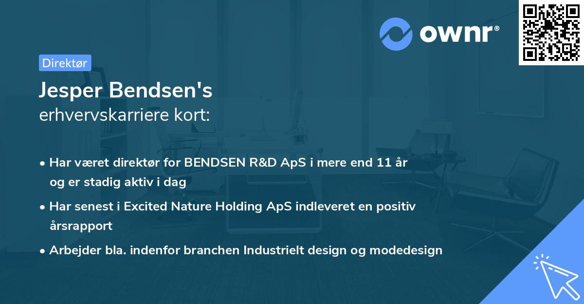 Jesper Bendsen's erhvervskarriere kort