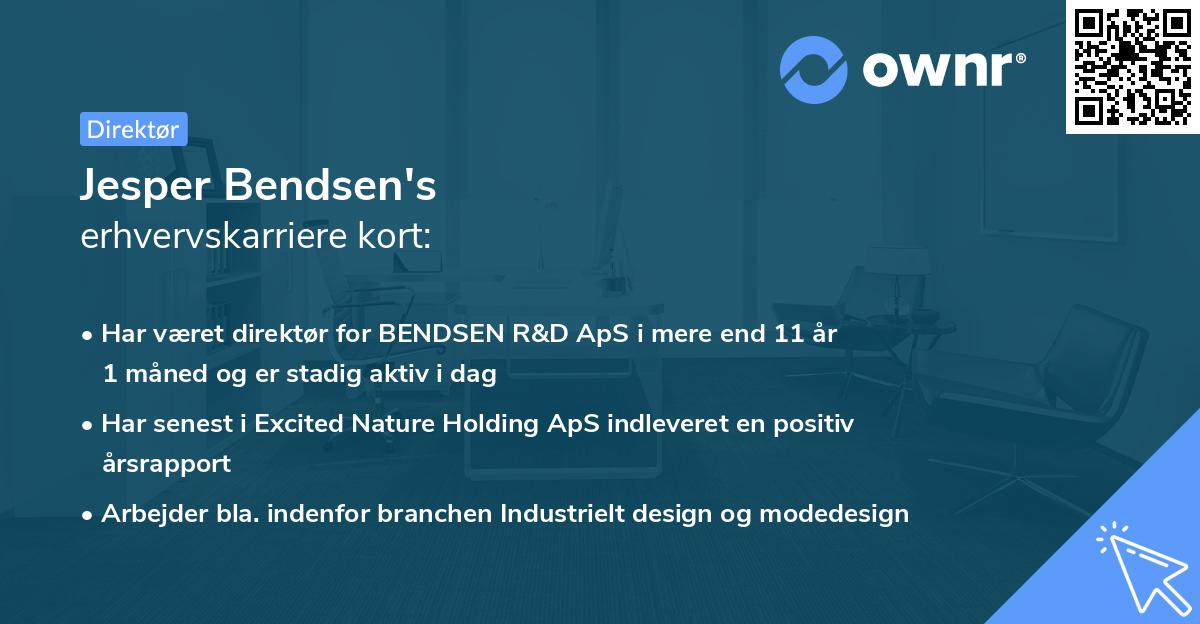 Jesper Bendsen's erhvervskarriere kort