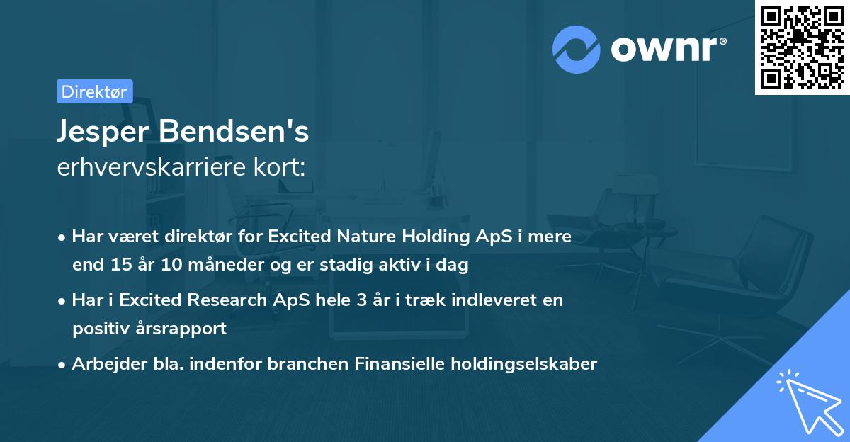 Jesper Bendsen's erhvervskarriere kort