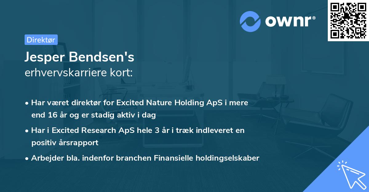 Jesper Bendsen's erhvervskarriere kort