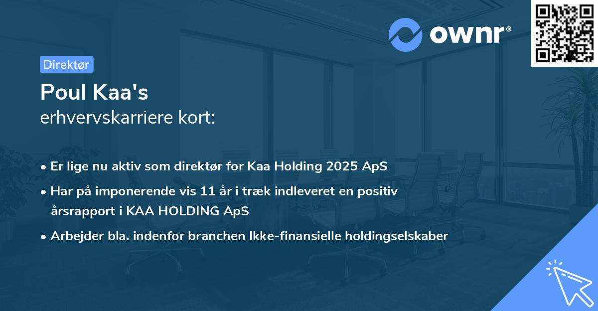 Poul Kaa's erhvervskarriere kort