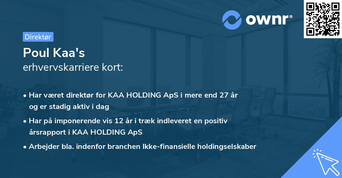 Poul Kaa's erhvervskarriere kort