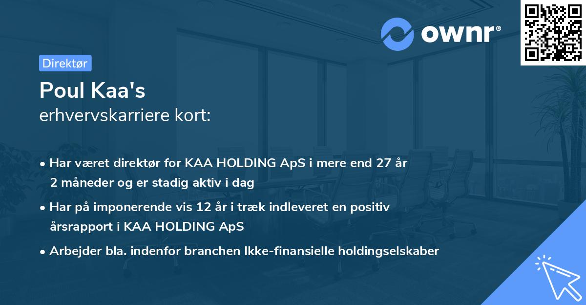 Poul Kaa's erhvervskarriere kort