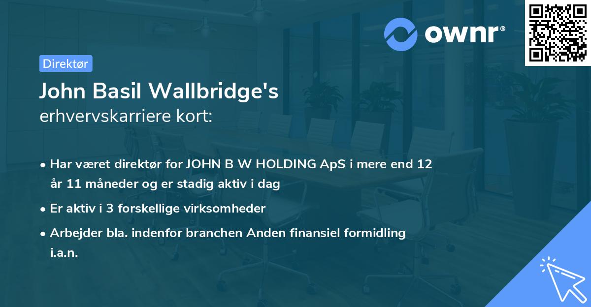 John Basil Wallbridge's erhvervskarriere kort