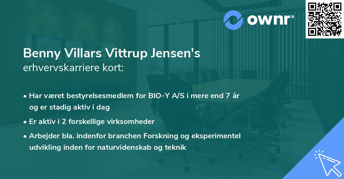 Benny Villars Vittrup Jensen's erhvervskarriere kort