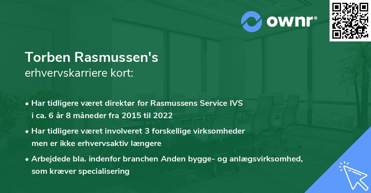 Torben Rasmussen's erhvervskarriere kort