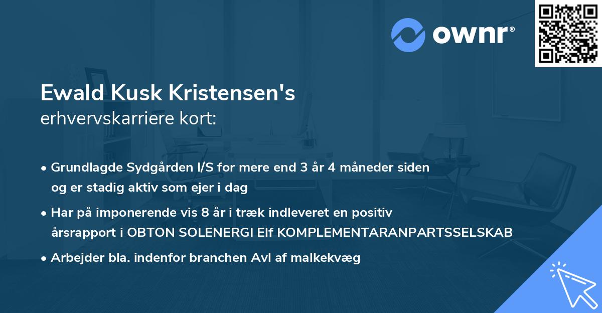 Ewald Kusk Kristensen's erhvervskarriere kort