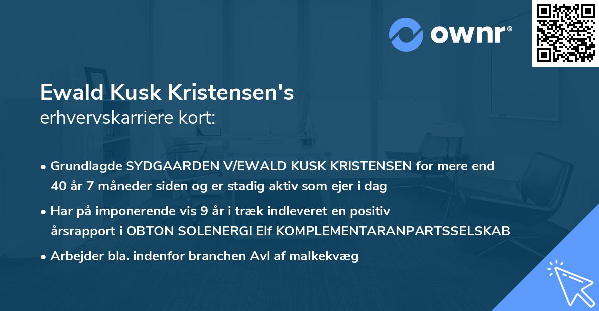 Ewald Kusk Kristensen's erhvervskarriere kort