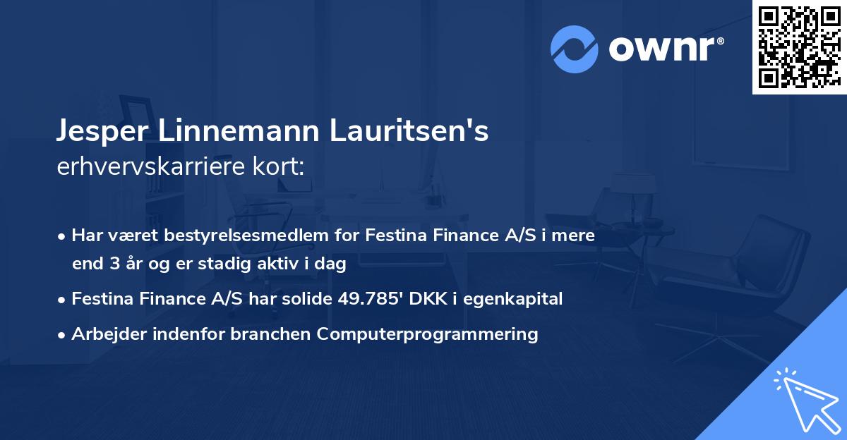 Jesper Linnemann Lauritsen's erhvervskarriere kort