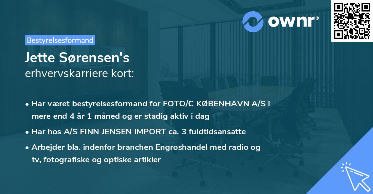 Jette Sørensen's erhvervskarriere kort