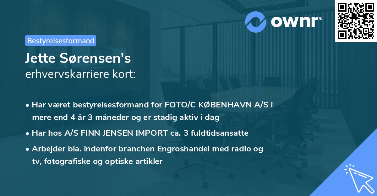 Jette Sørensen's erhvervskarriere kort