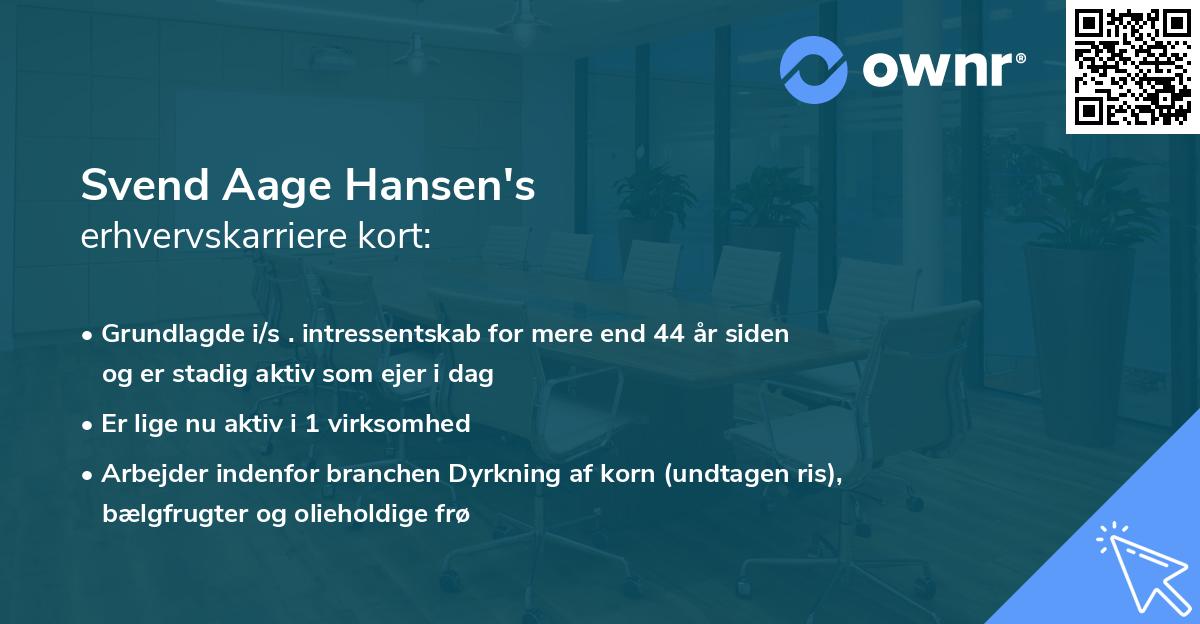Svend Aage Hansen's erhvervskarriere kort
