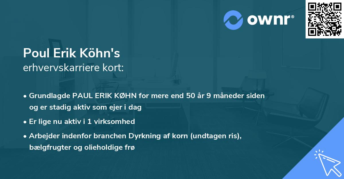 Poul Erik Köhn's erhvervskarriere kort