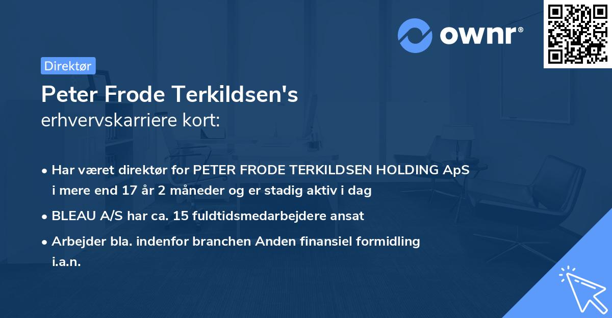 Peter Frode Terkildsen's erhvervskarriere kort
