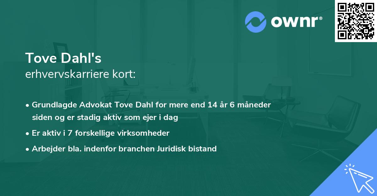 Tove Dahl's erhvervskarriere kort