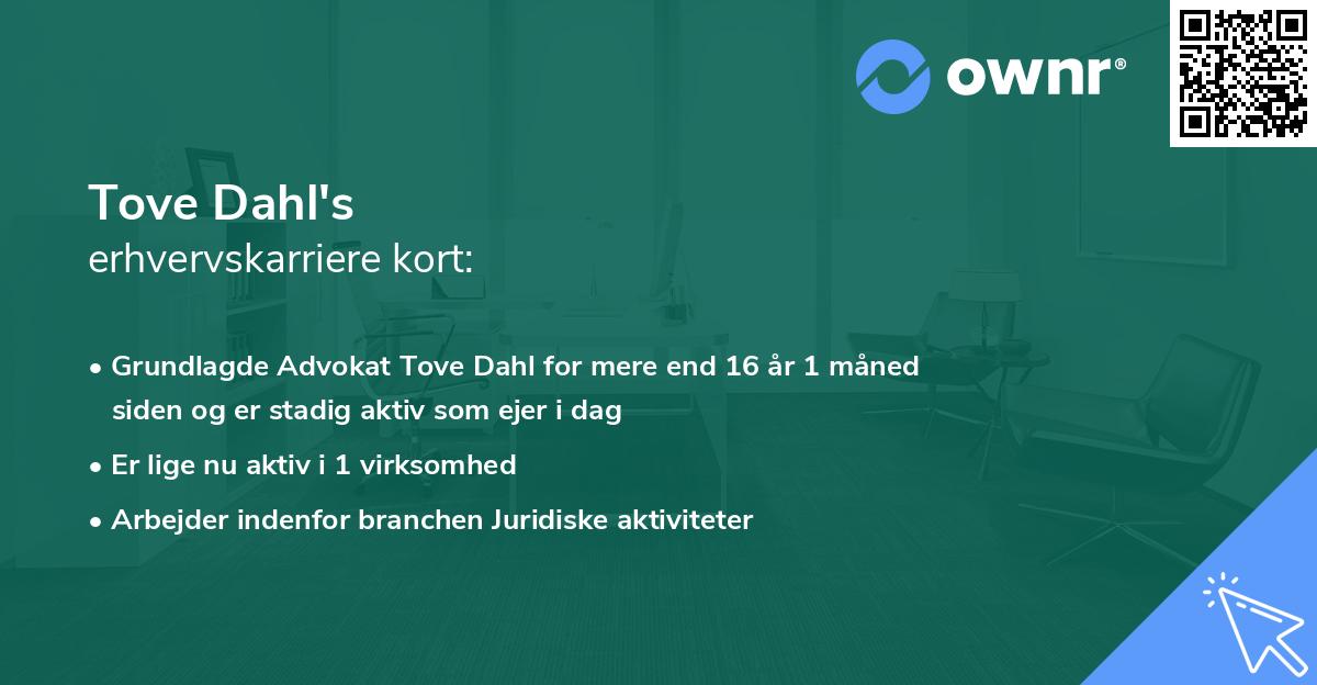 Tove Dahl's erhvervskarriere kort