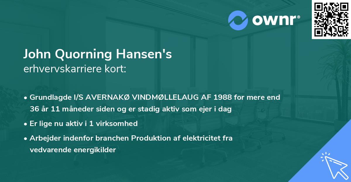 John Quorning Hansen's erhvervskarriere kort